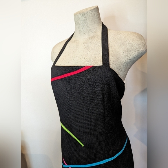 Linea Domani 80's vintage black & neon halter dress, Size 10. - Picture 9 of 11